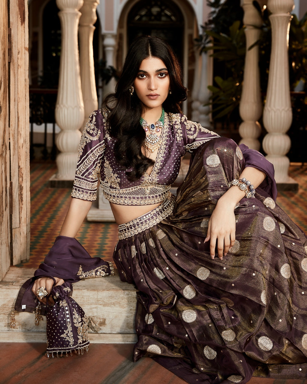 The Burnt Lavender Kashi Lehenga Set