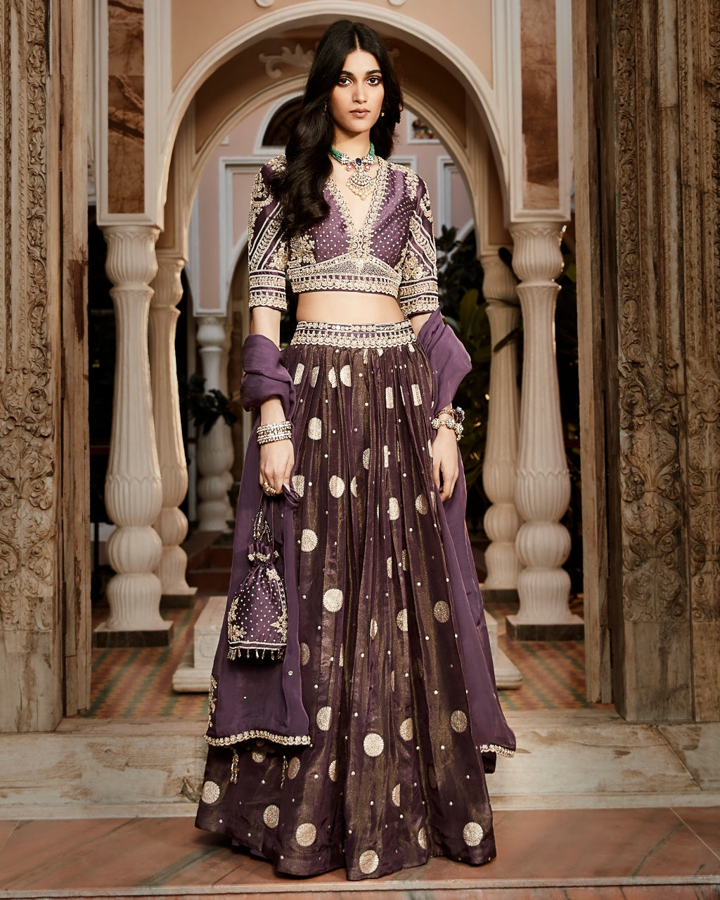 The Burnt Lavender Kashi Lehenga Set