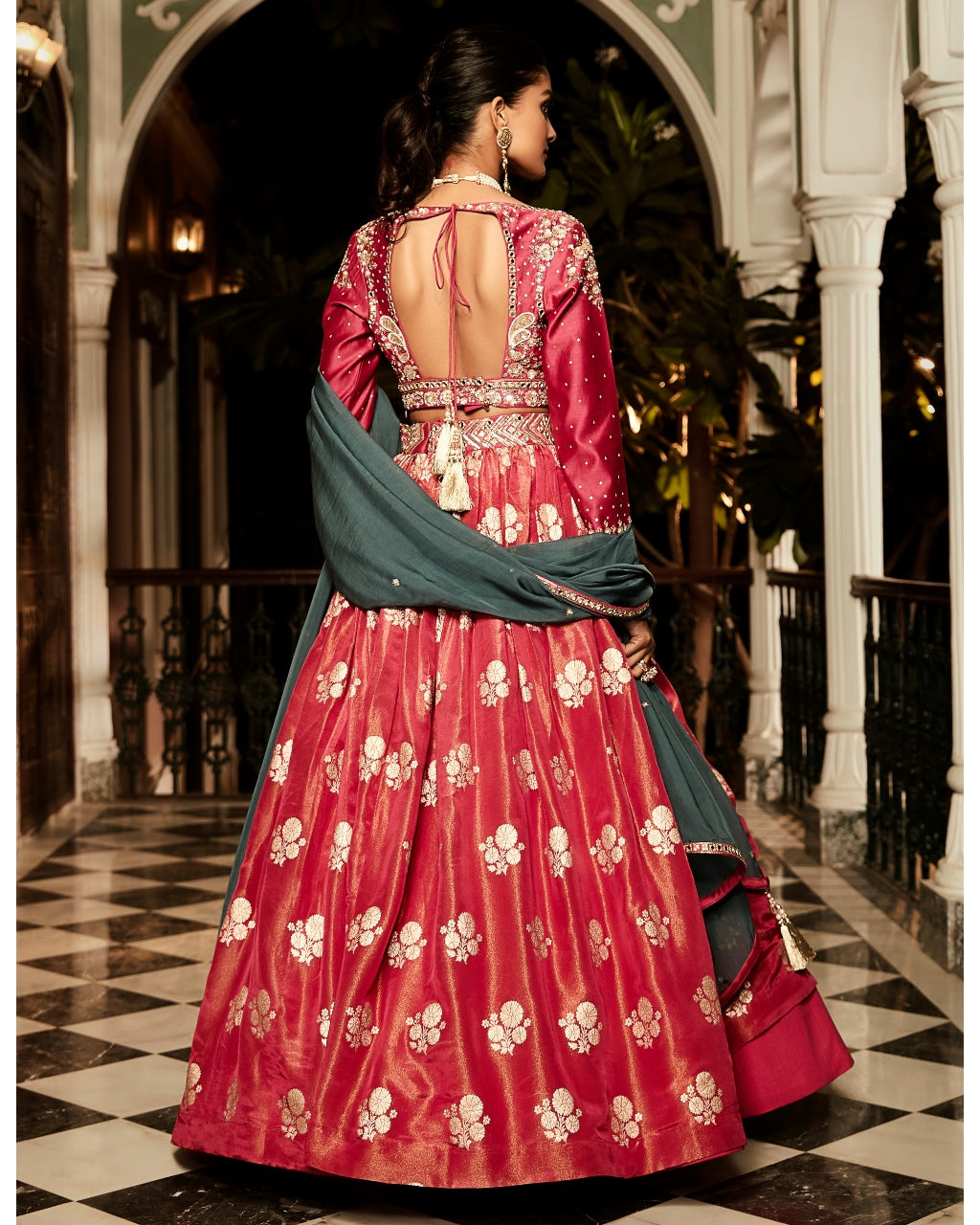 The Old Indian Hibiscus Lehenga Set