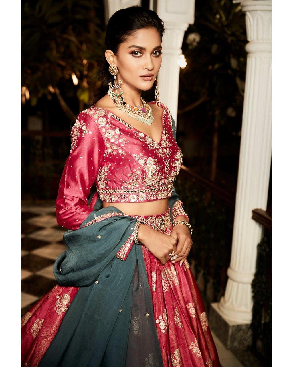 The Old Indian Hibiscus Lehenga Set