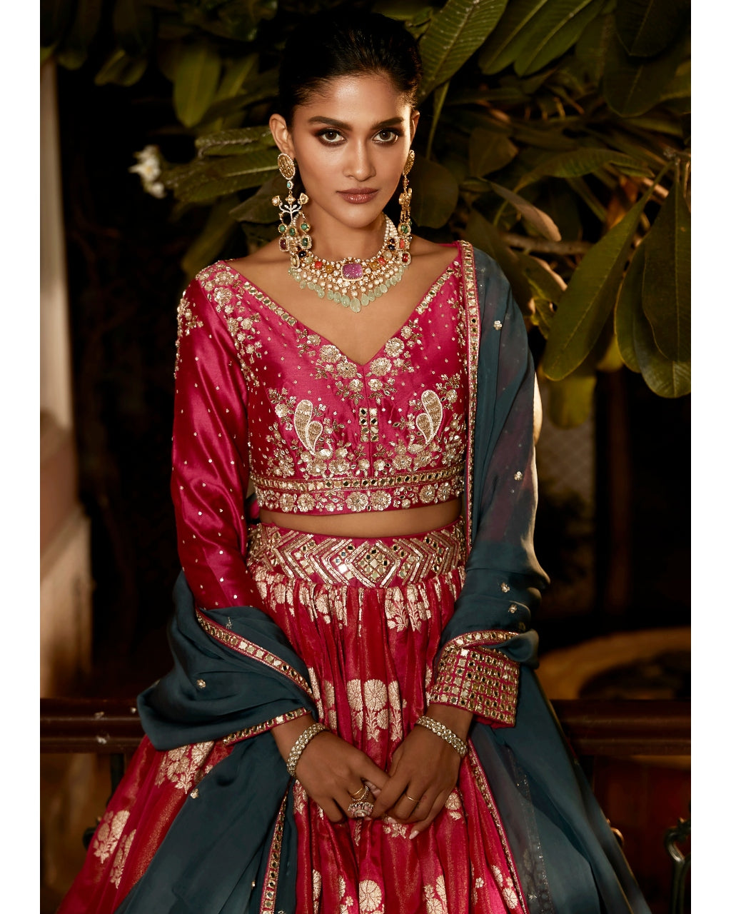 The Old Indian Hibiscus Lehenga Set