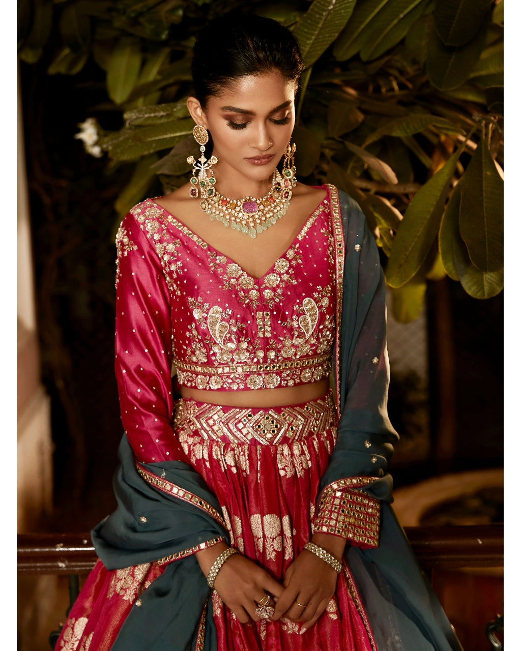 The Old Indian Hibiscus Lehenga Set