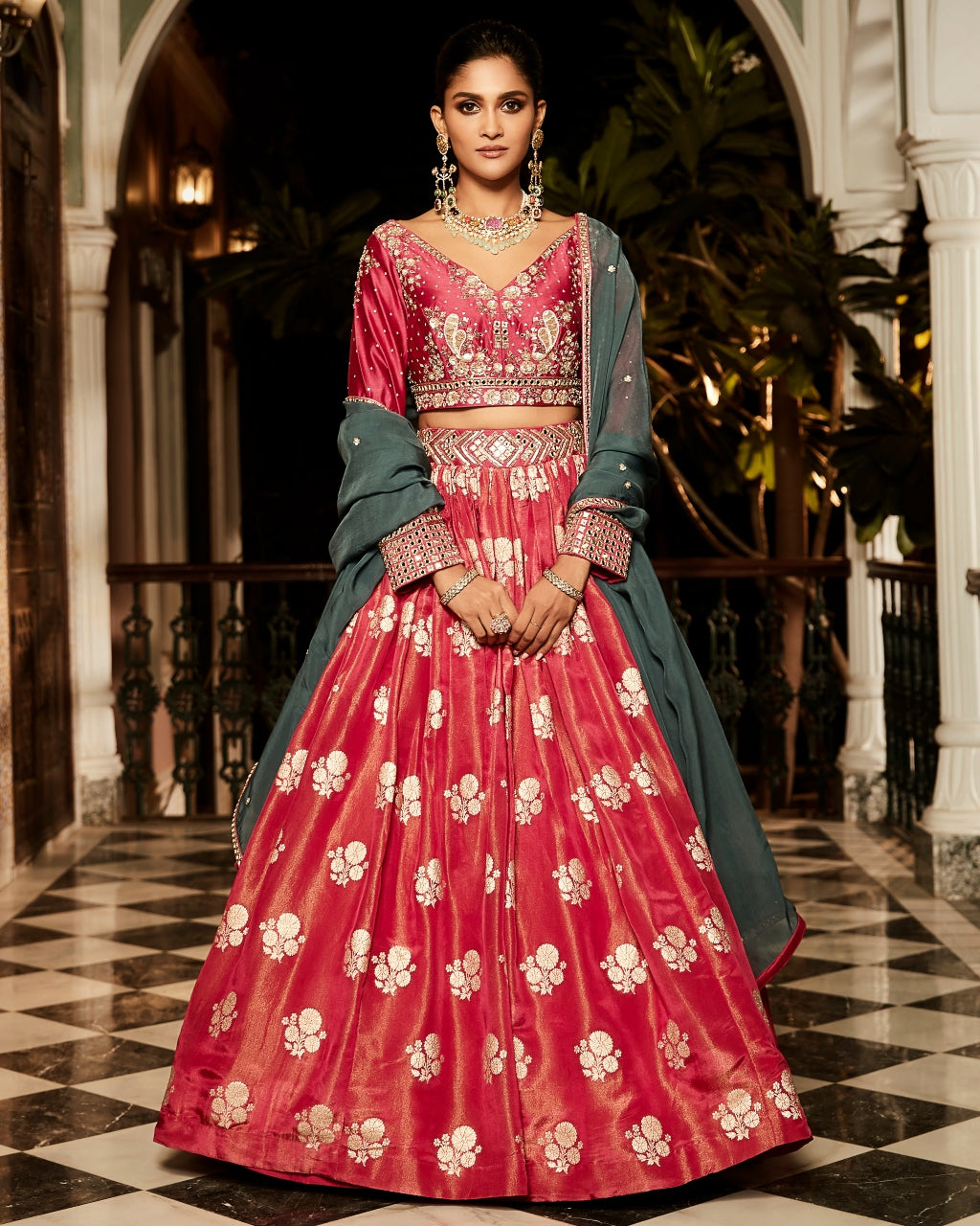 The Old Indian Hibiscus Lehenga Set