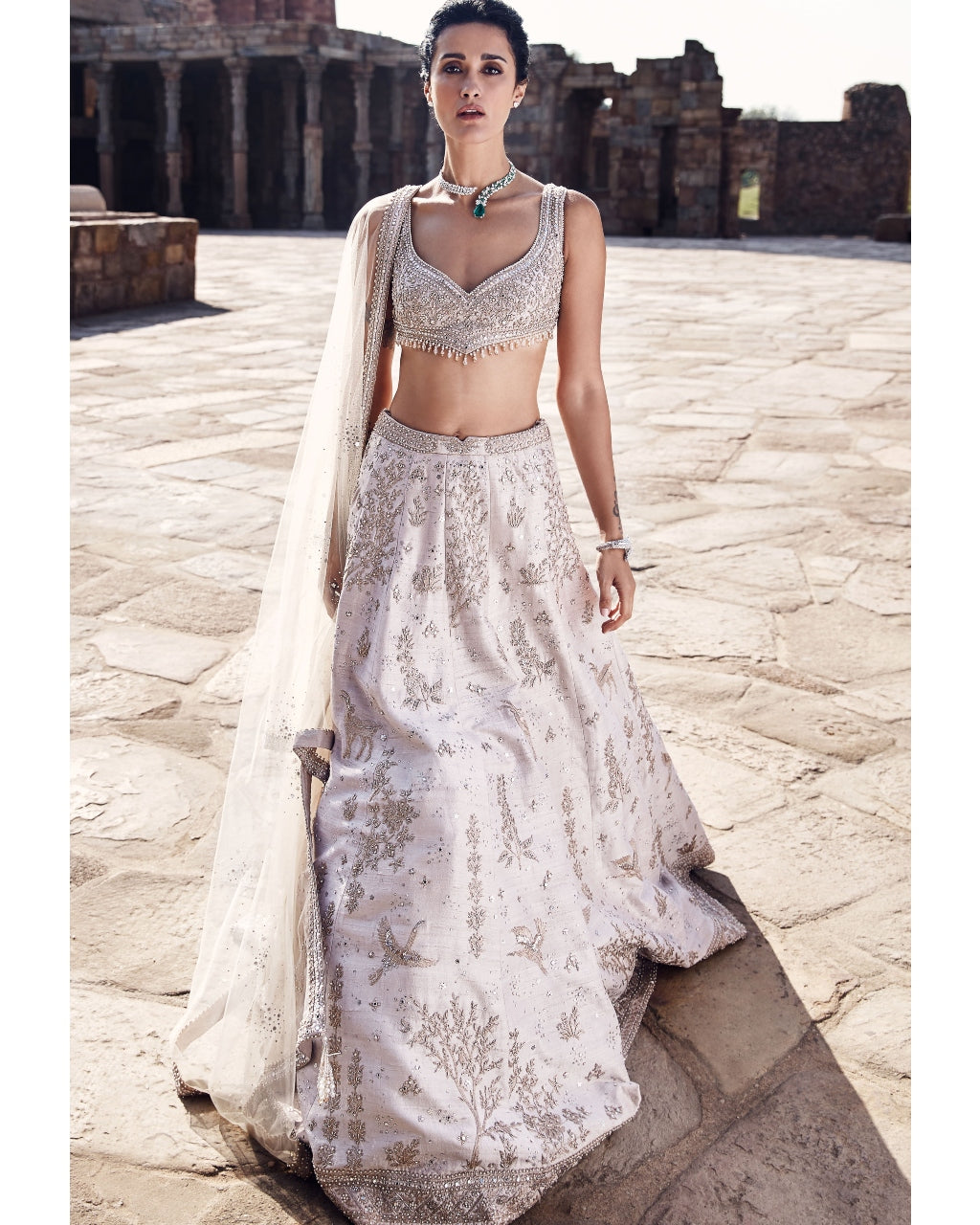 The Tuscan Ivory Landscape Of Dreams Lehenga Set