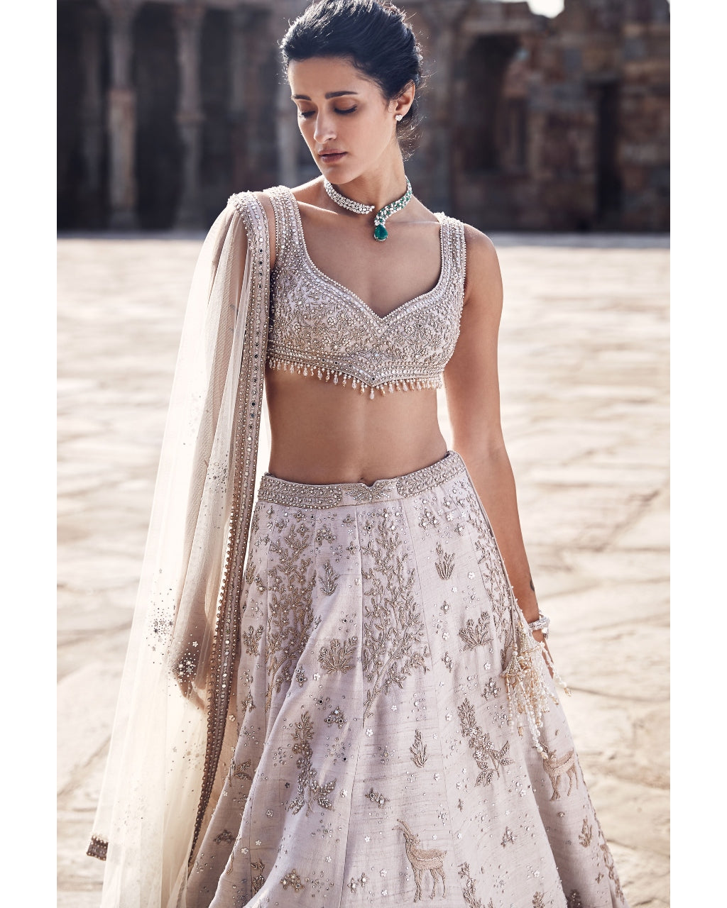 The Tuscan Ivory Landscape Of Dreams Lehenga Set