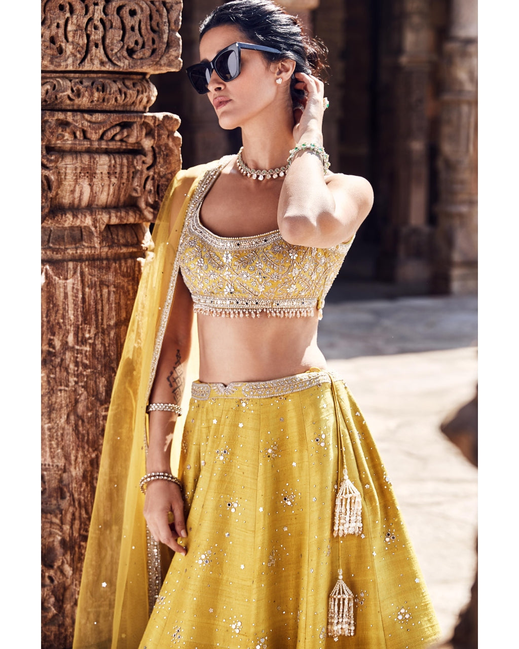 The Royal Pyramid Turmeric Lehenga Set