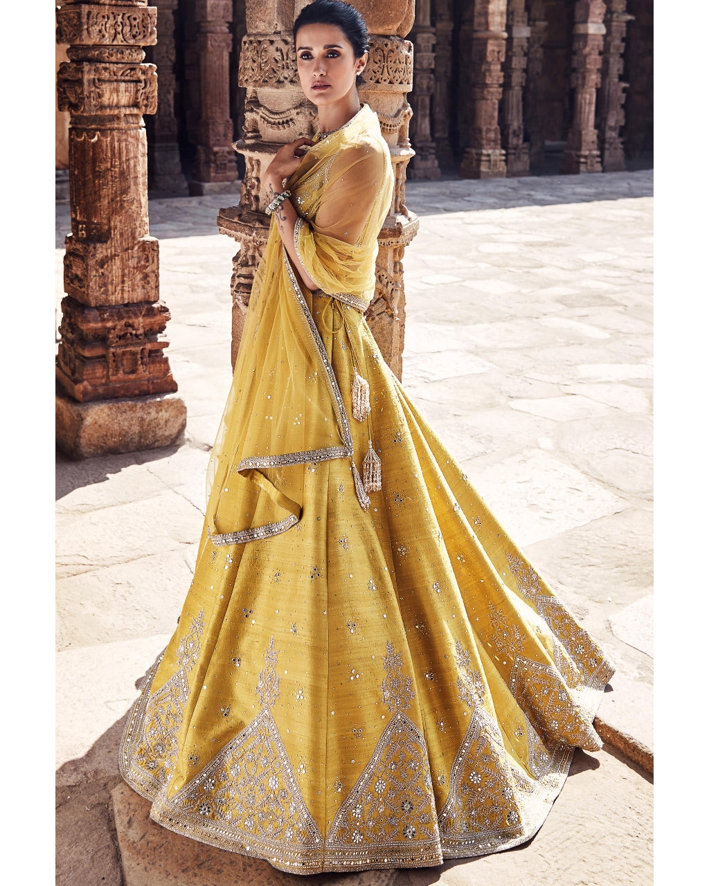 The Royal Pyramid Turmeric Lehenga Set