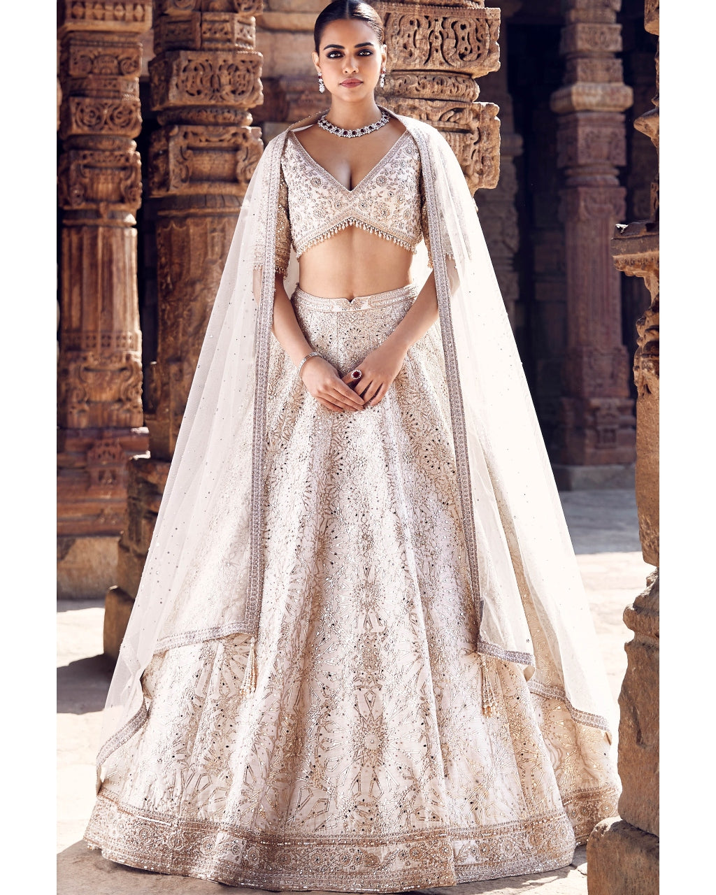 The Turkish Gota Ecru Lehenga Set