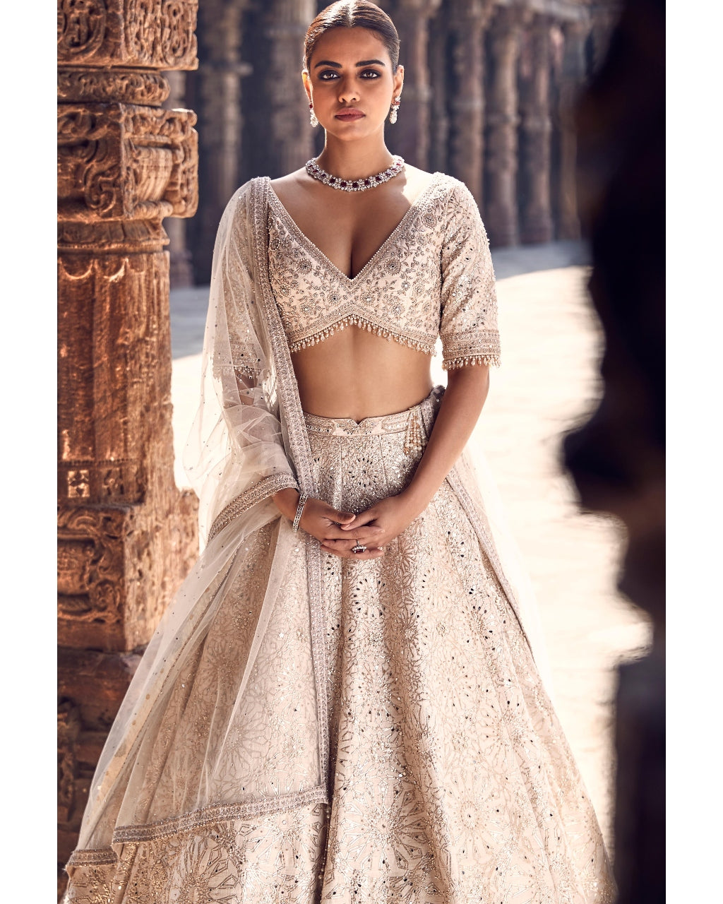 The Turkish Gota Ecru Lehenga Set