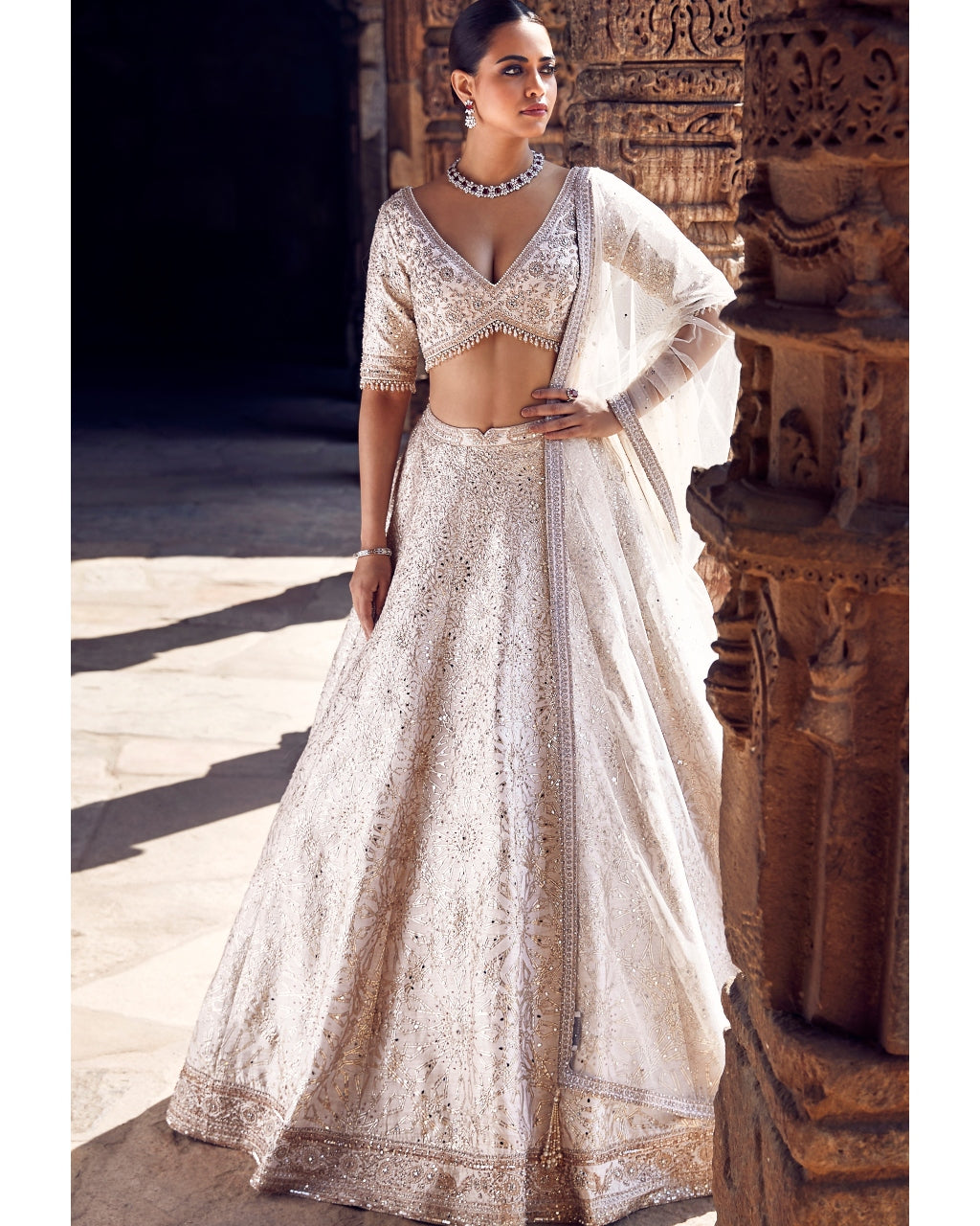 The Turkish Gota Ecru Lehenga Set