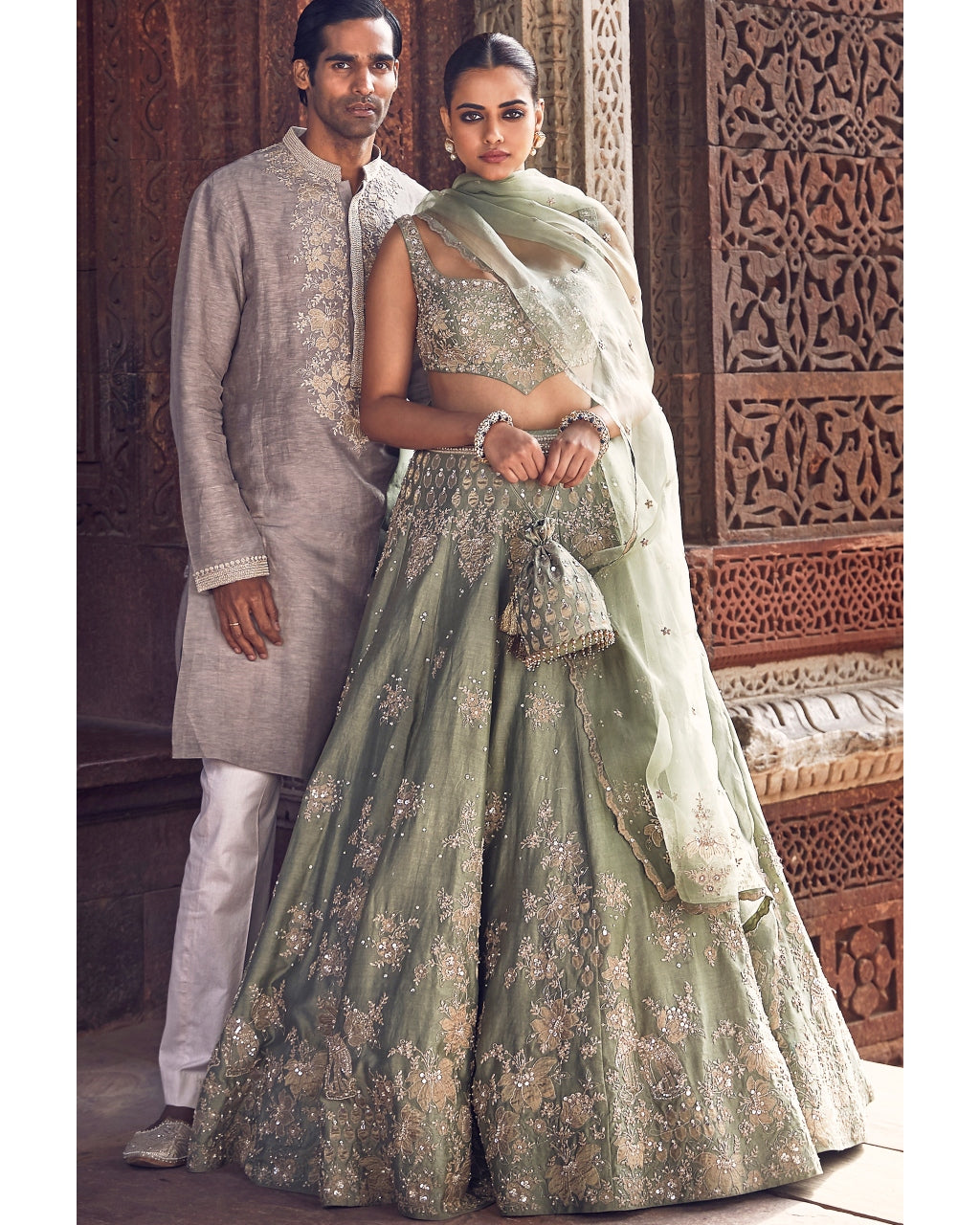 The Sona Patti Jade Bow Lehenga Set