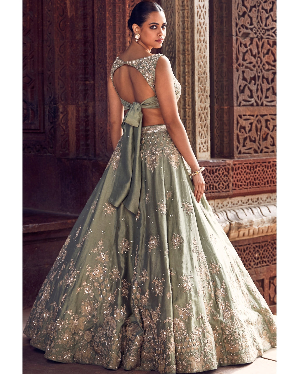 The Sona Patti Jade Bow Lehenga Set