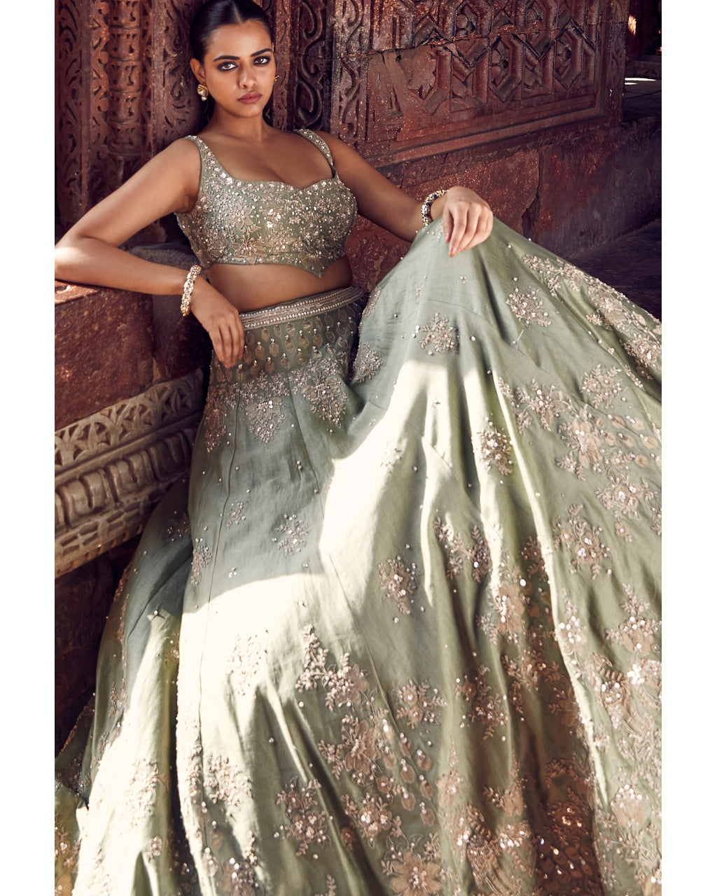 The Sona Patti Jade Bow Lehenga Set