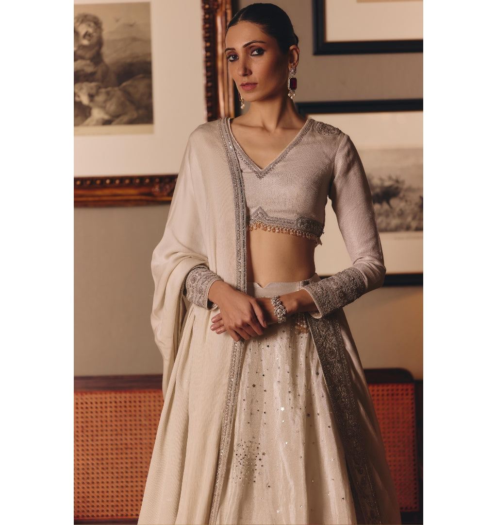 The Silver Needle Saadgi Lehenga Set