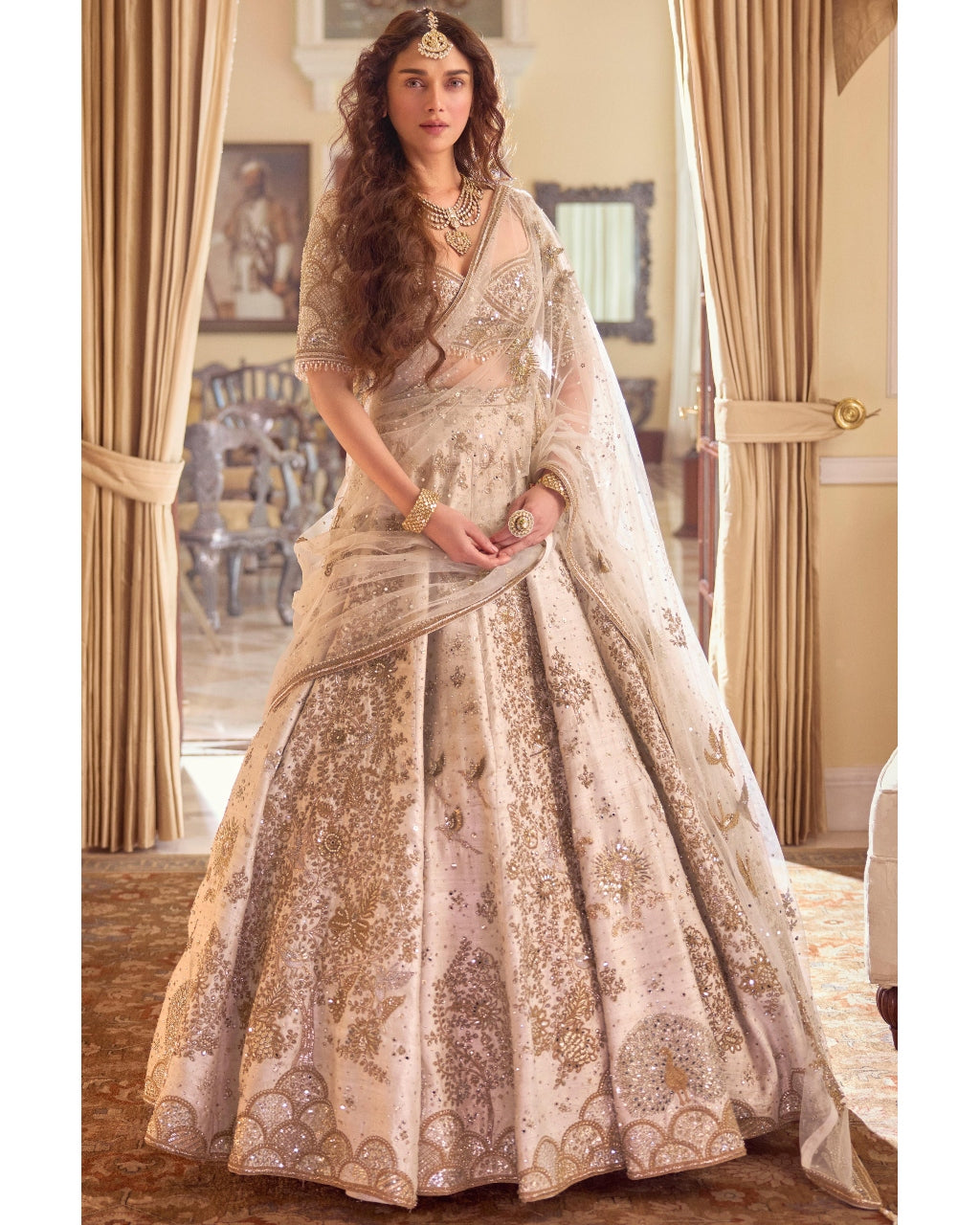 The Aurum Ekru Tree Of Life Lehenga Set