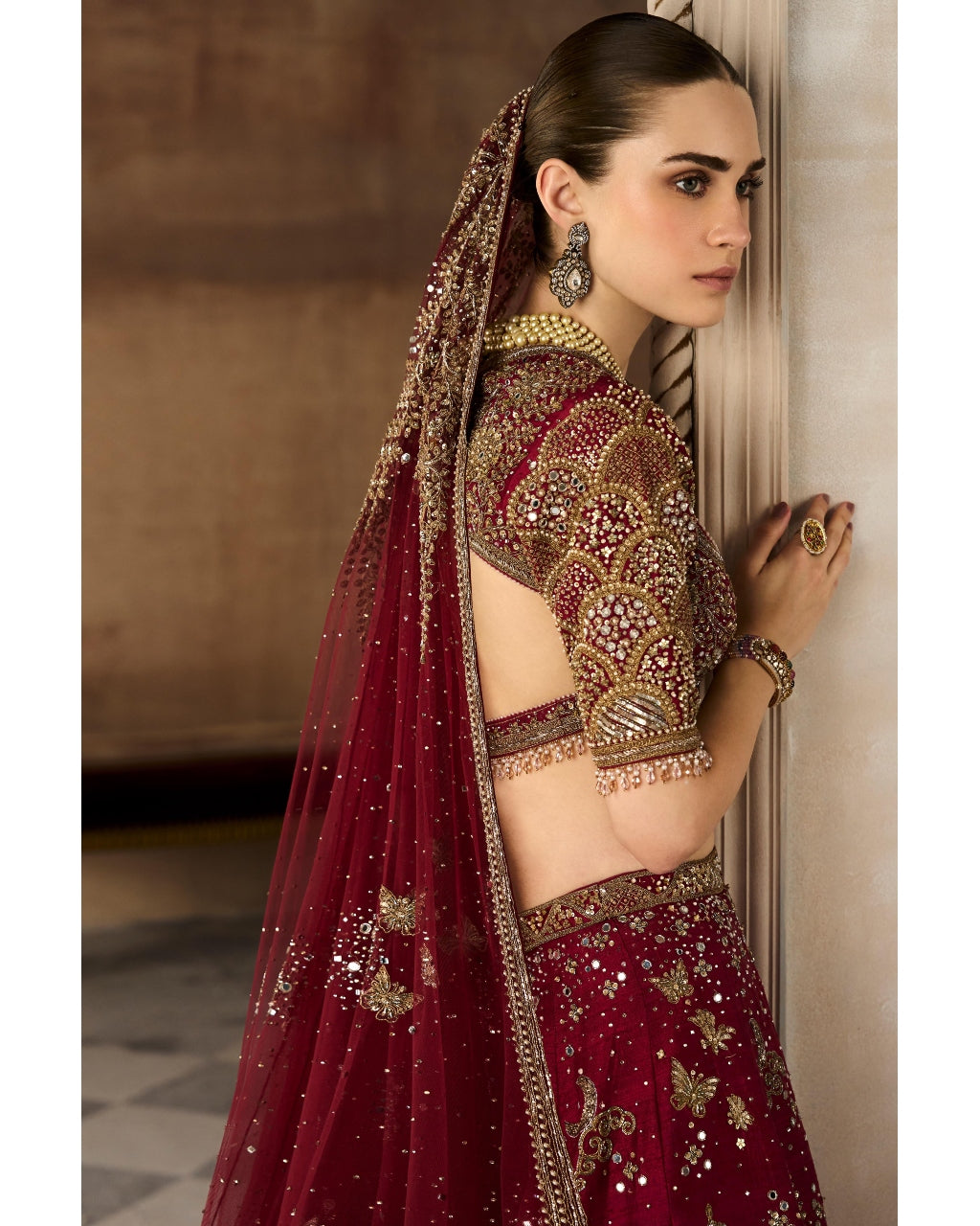 The Royal Tree of Life Scarlet Lehenga Set