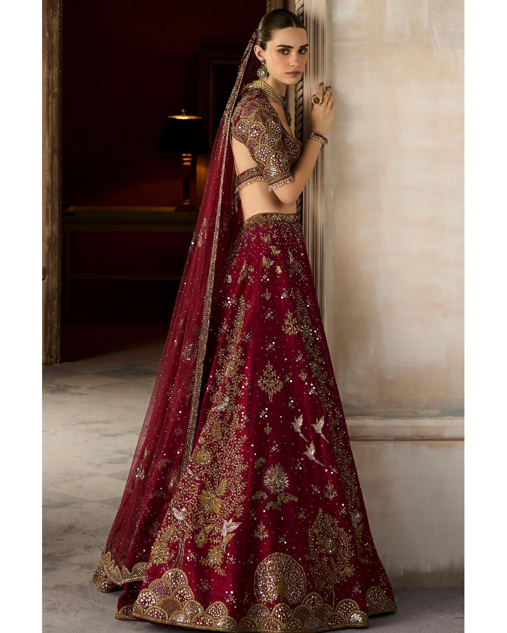 The Royal Tree of Life Scarlet Lehenga Set