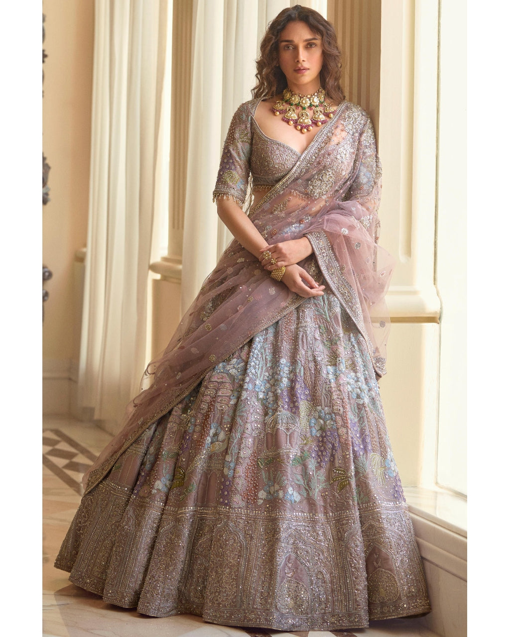 The Palace Of Provence - Aged Lavender Lehenga Set