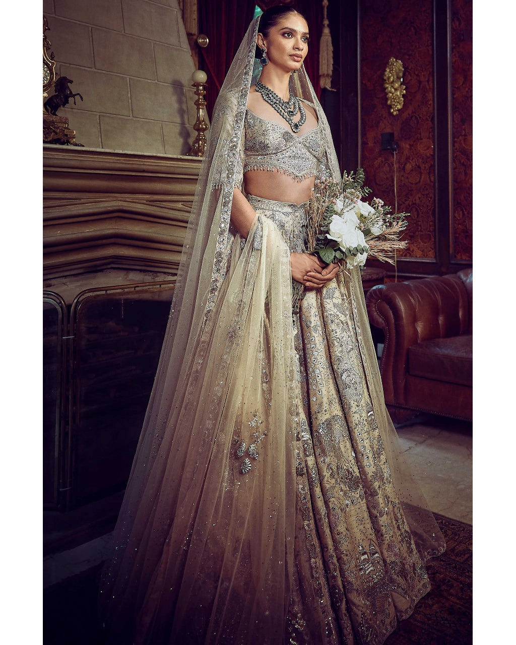 The Wild Ocean Ekru Lehenga Set