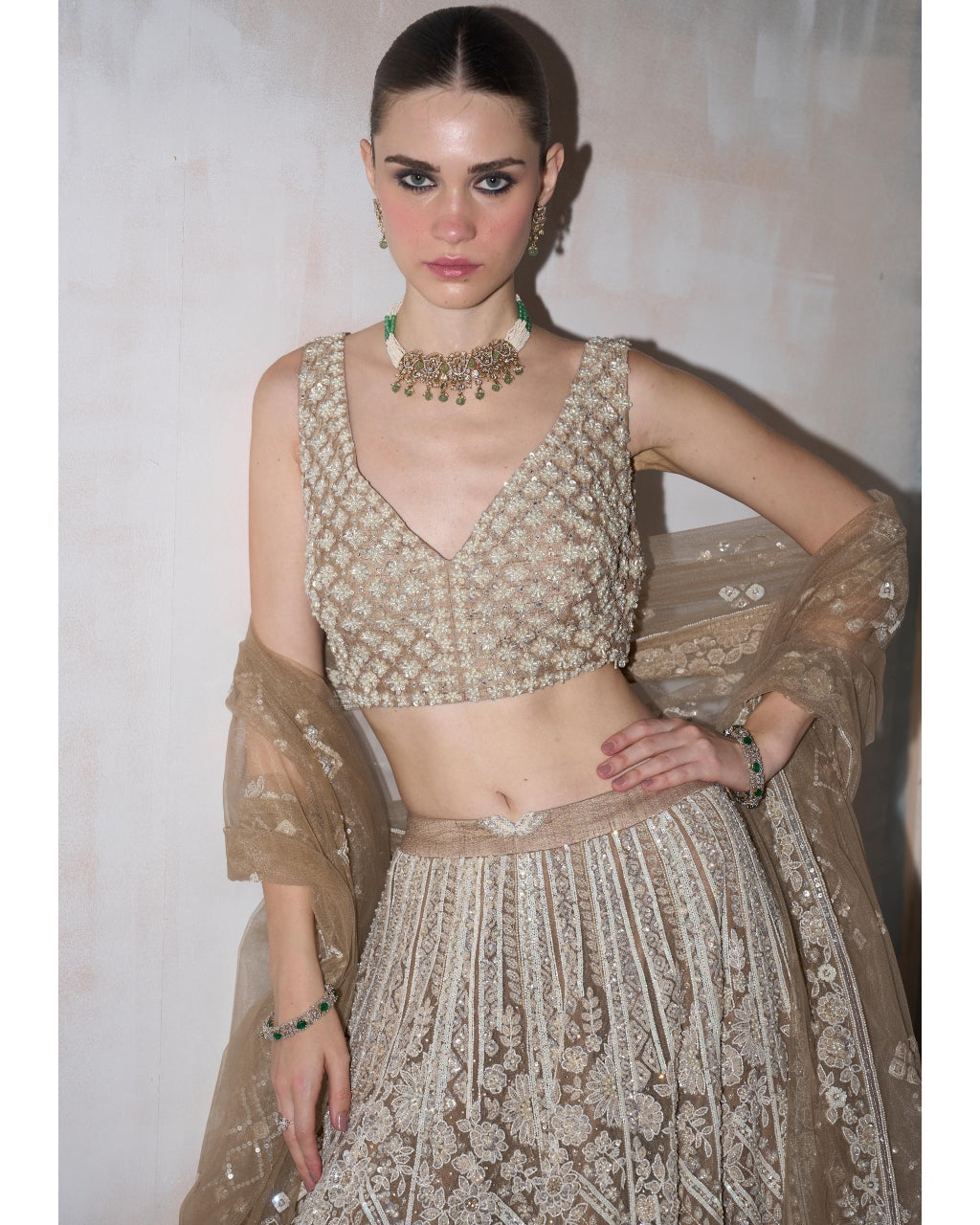 The Eden Pearl Limestone Lehenga Set