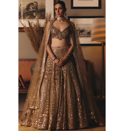 The Sheeshraag Toasted Gold Lehenga Set