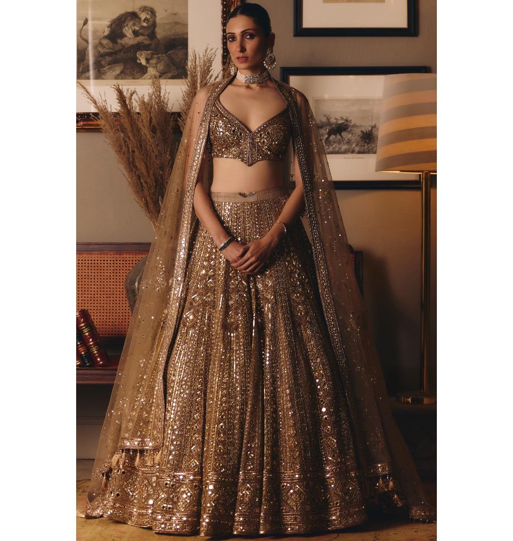 The Sheeshraag Toasted Gold Lehenga Set