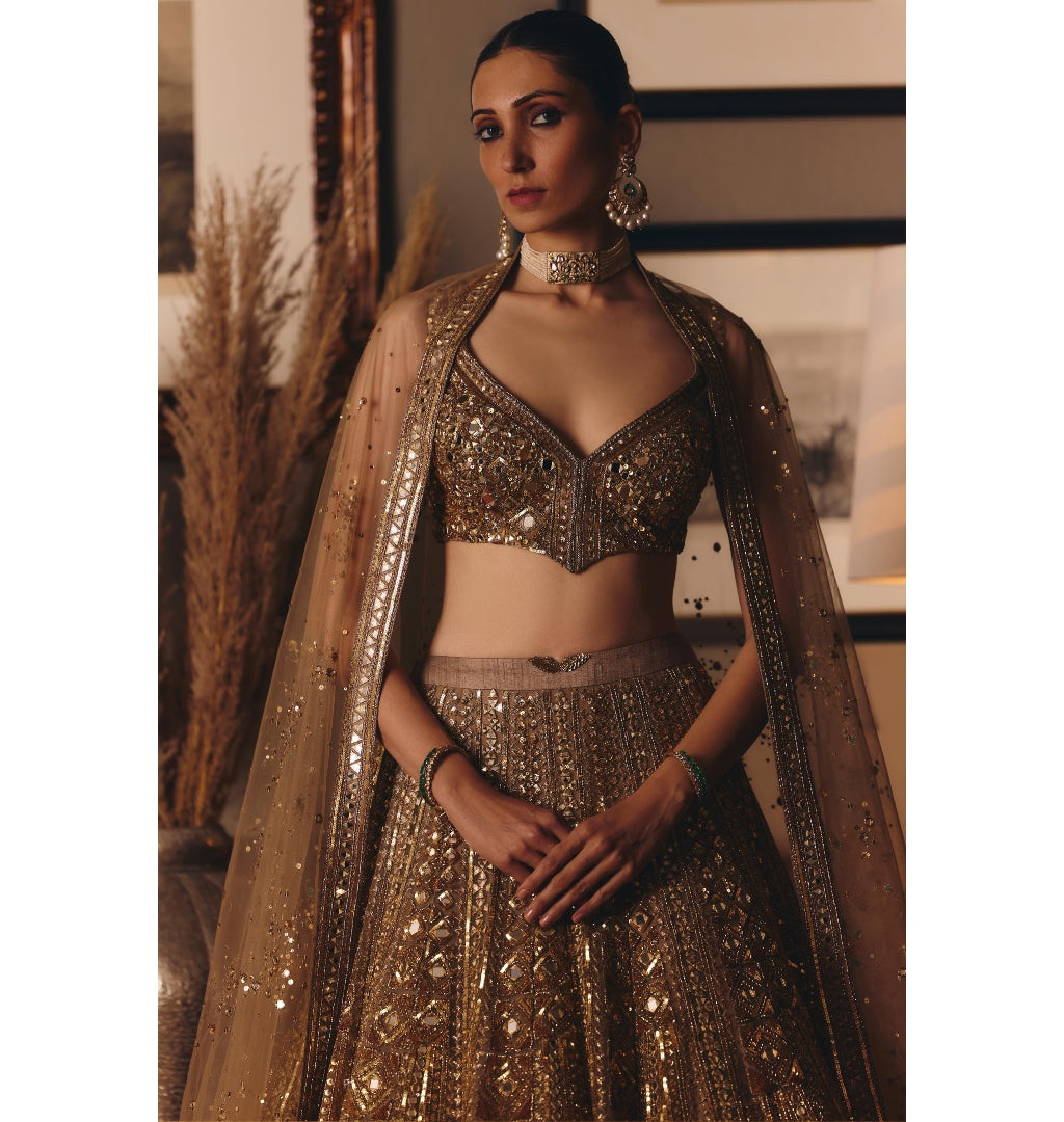 The Sheeshraag Toasted Gold Lehenga Set
