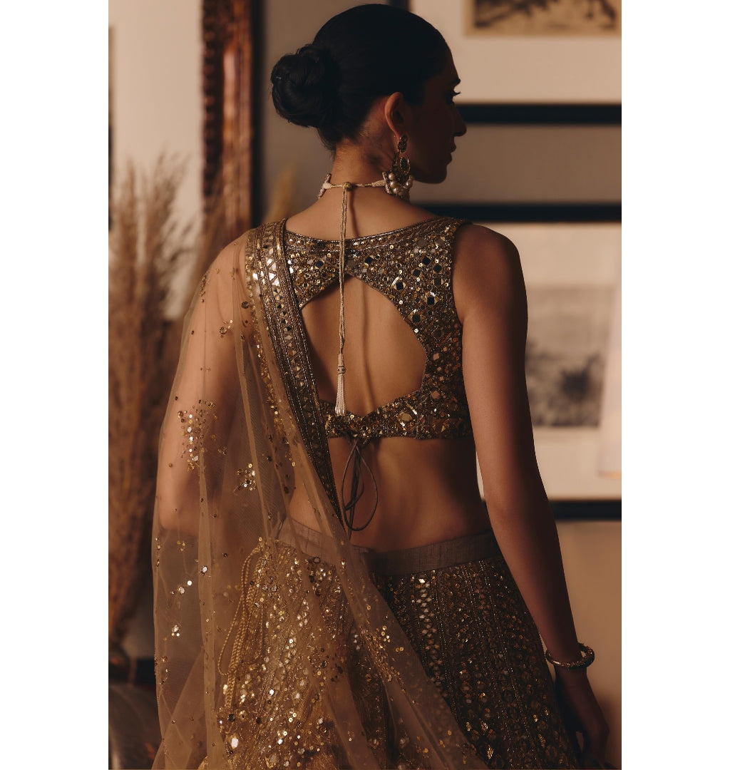 The Sheeshraag Toasted Gold Lehenga Set