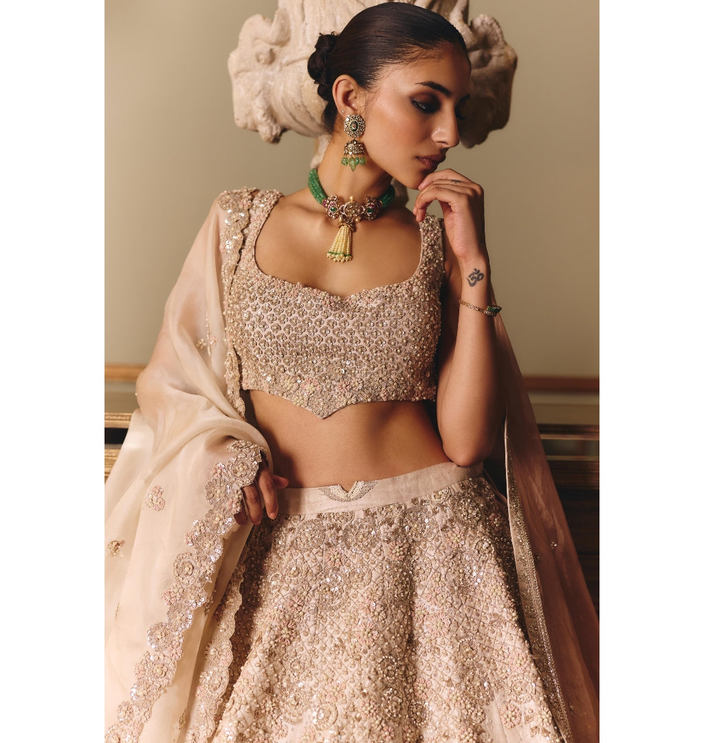 The Royal Ekru Saga Lehenga Set
