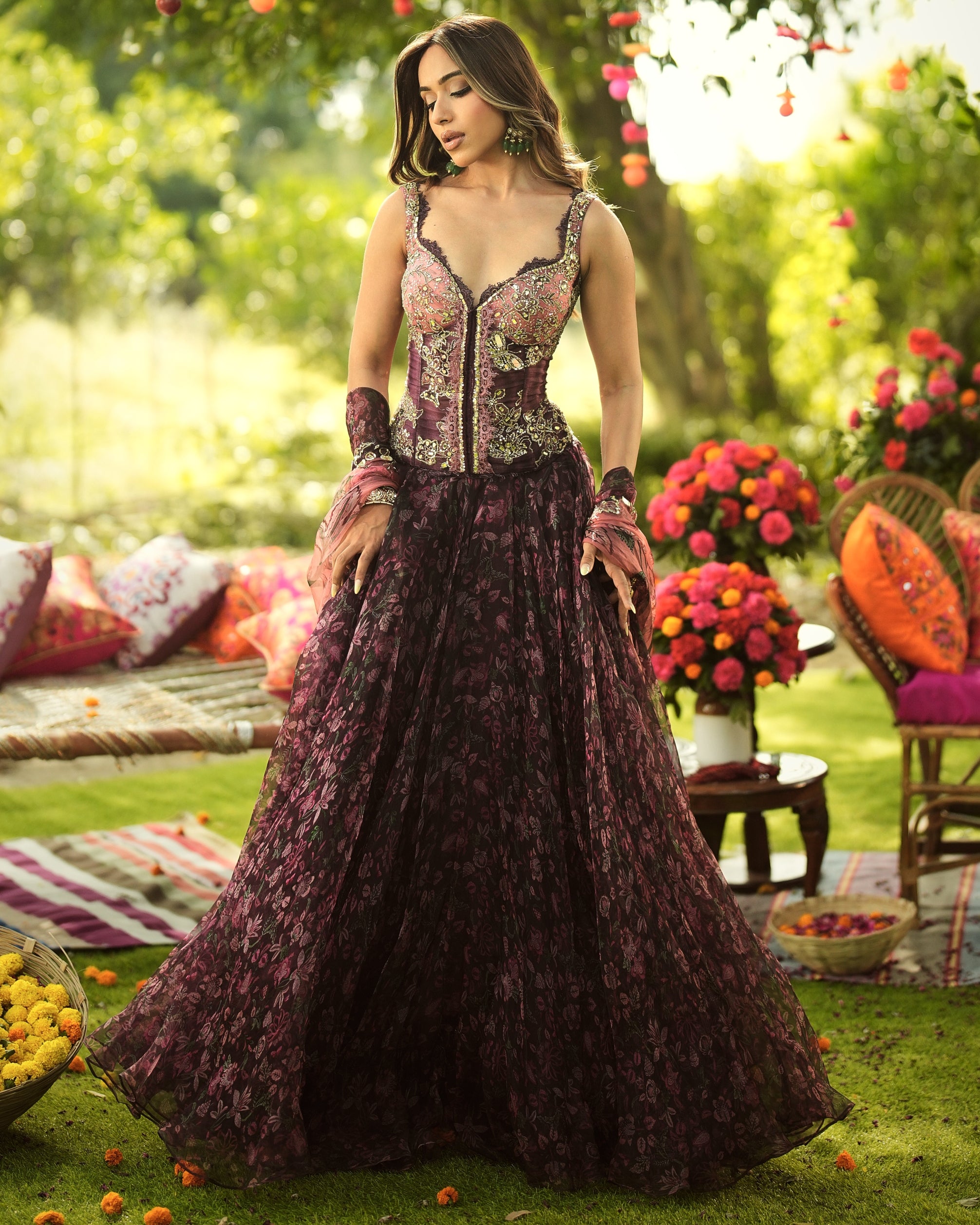 Liza Corset Lehenga Set Mahima Mahajan – KYNAH - Main Image