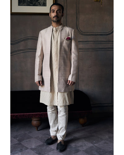 The Classic Dhagai Open Rambagh Achkan with Kurta Set
