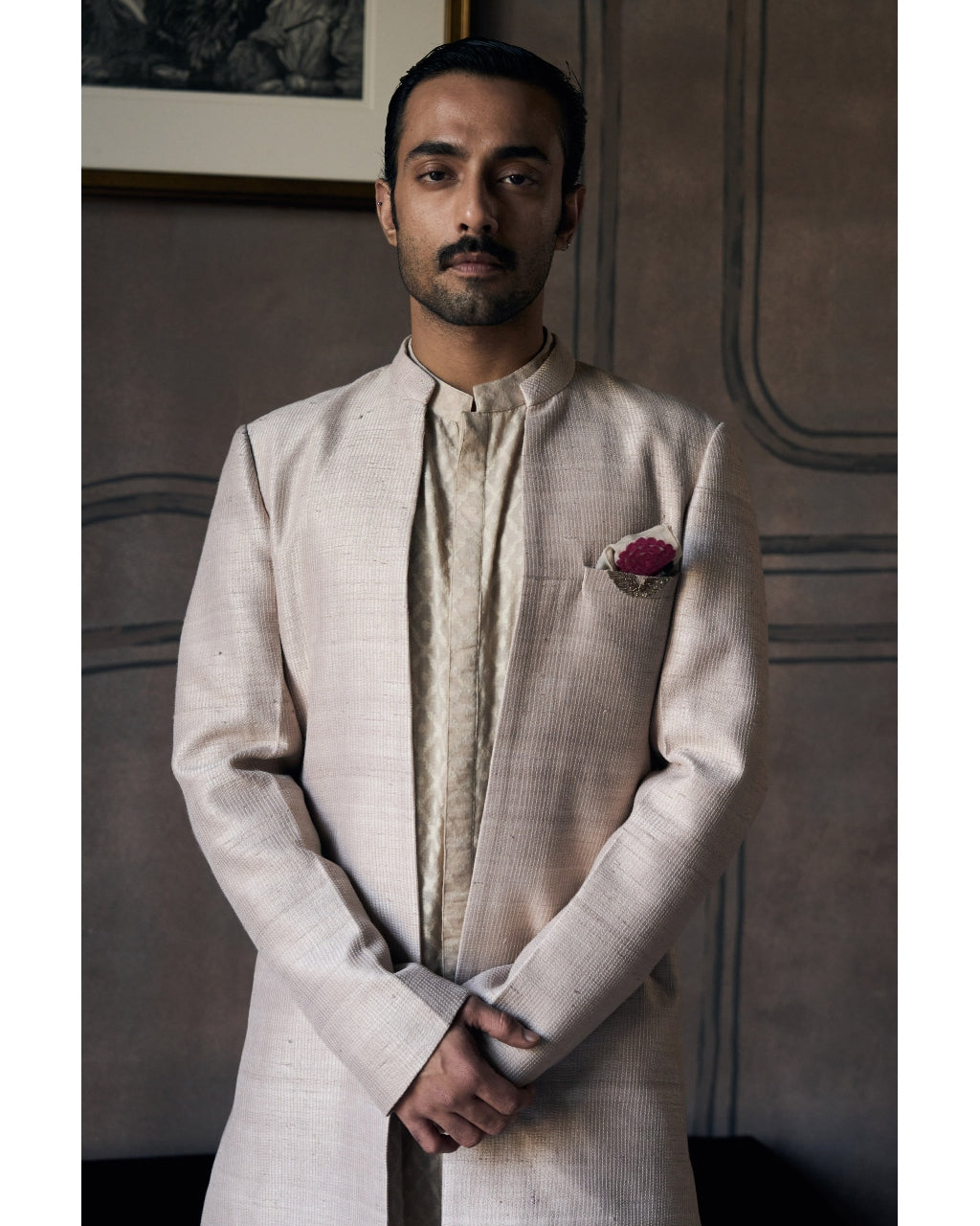 The Classic Dhagai Open Rambagh Achkan with Kurta Set