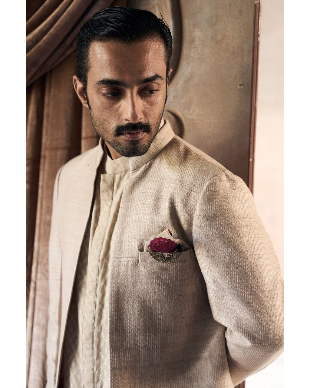 The Classic Dhagai Open Rambagh Achkan with Kurta Set