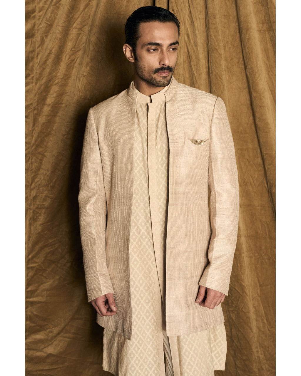 The Classic Dhagai Open Rambagh Achkan with Kurta Set