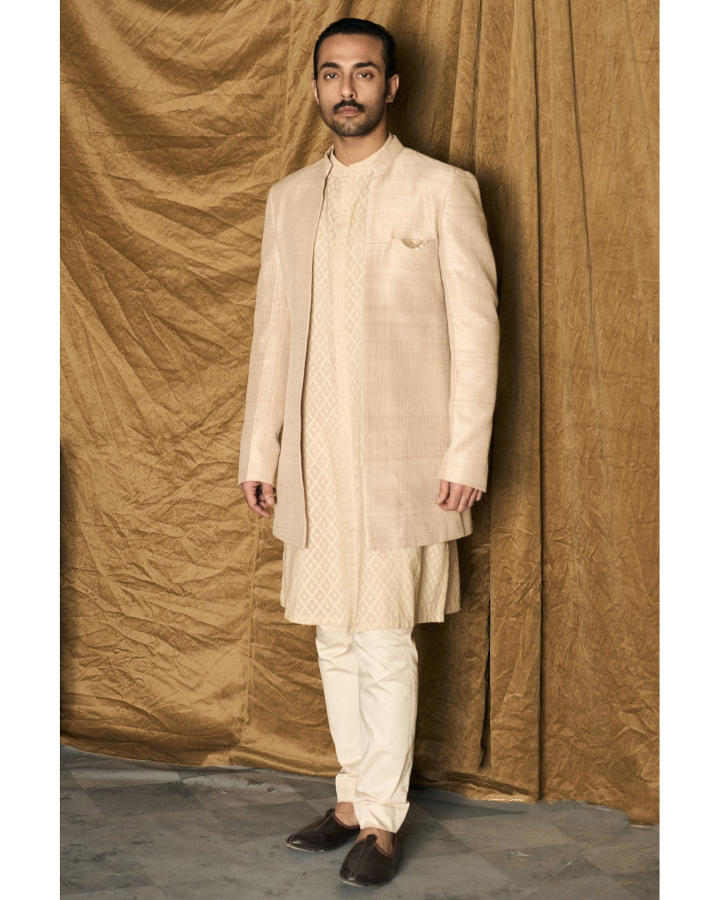 The Classic Dhagai Open Rambagh Achkan with Kurta Set