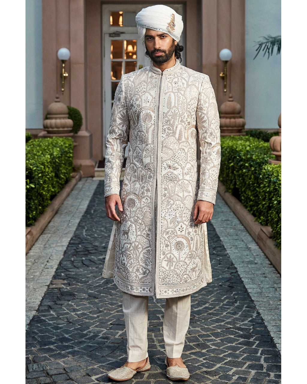 The Vintage Matsya Palace Ekru Sherwani Set