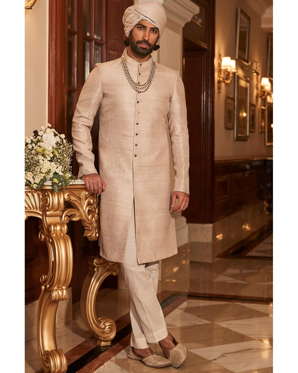 The Vintage Royal Ivory Sherwani Set