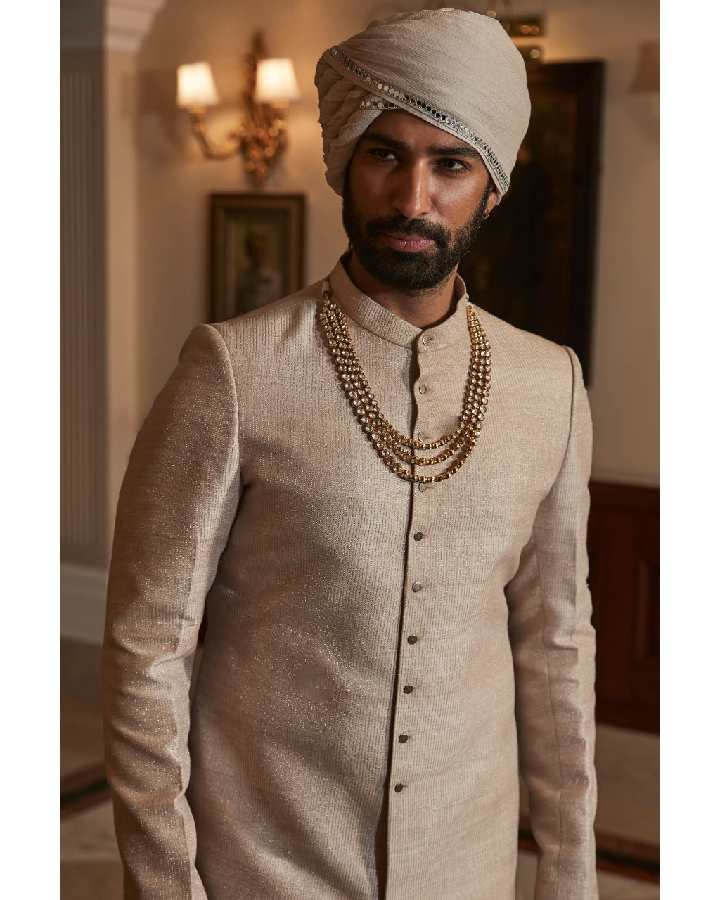The Vintage Royal Ivory Sherwani Set