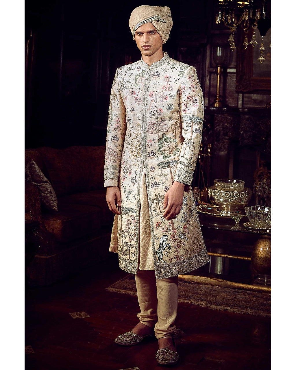 The Vintage Peach Masai Sherwani Set