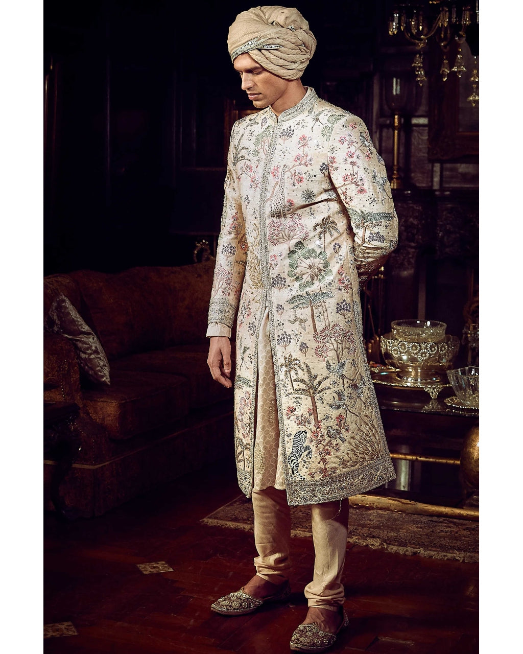 The Vintage Peach Masai Sherwani Set