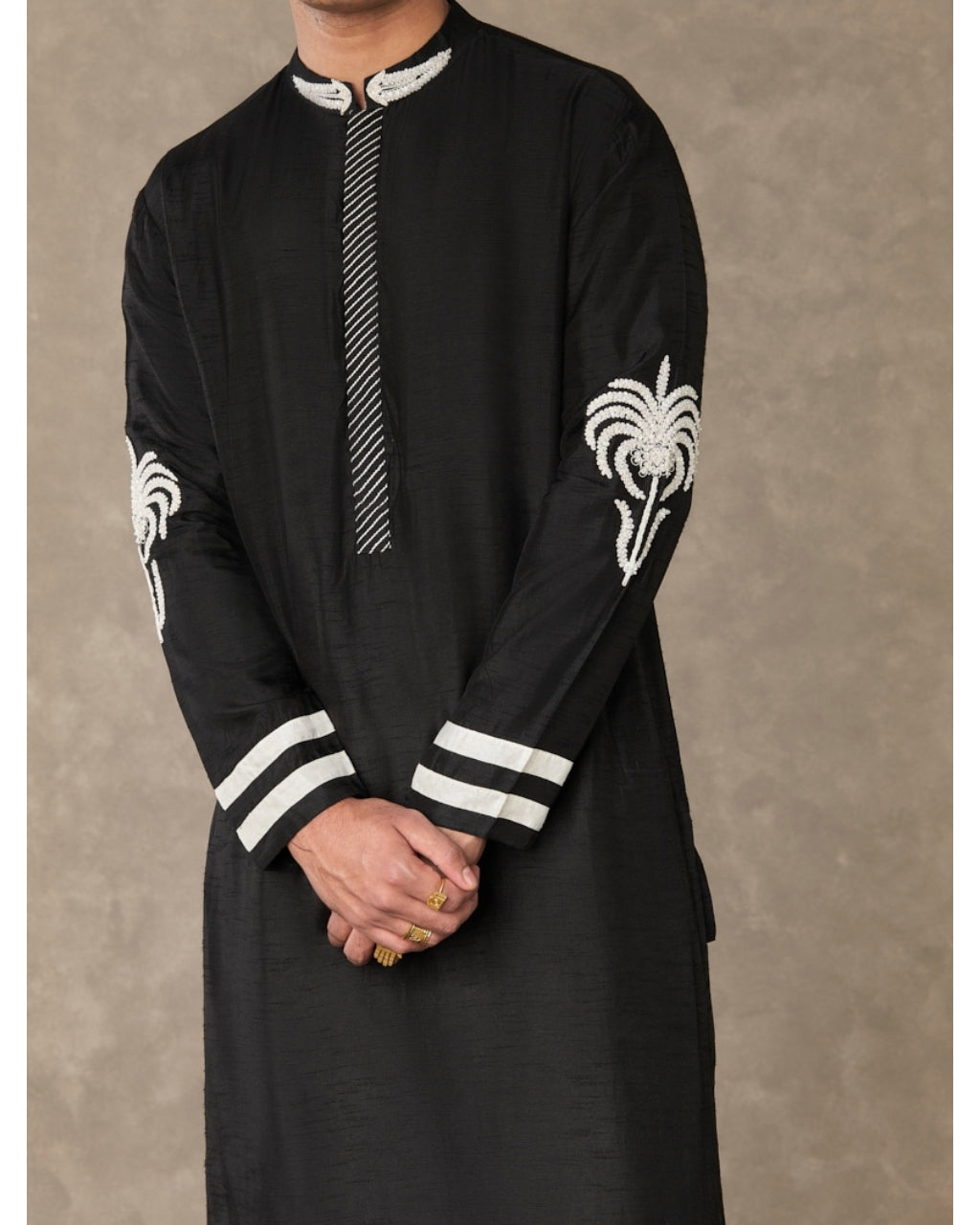 Black Shajara Kurta Set