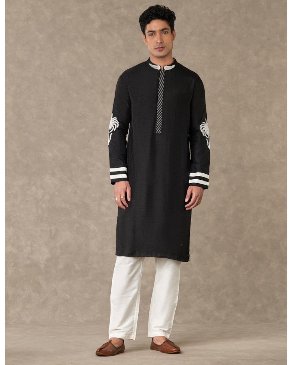 Black Shajara Kurta Set