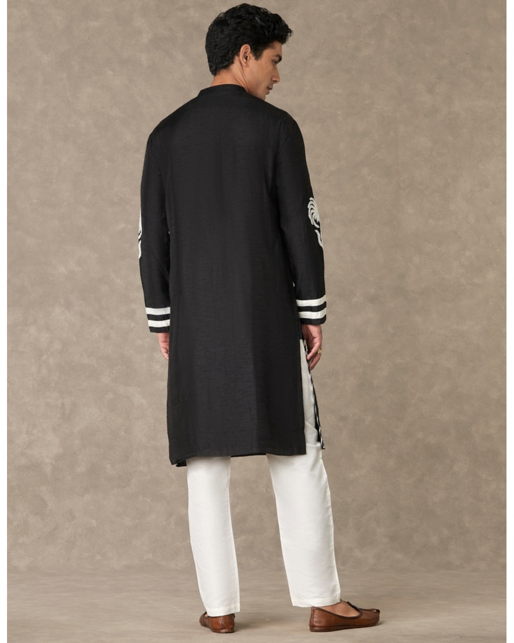 Black Shajara Kurta Set