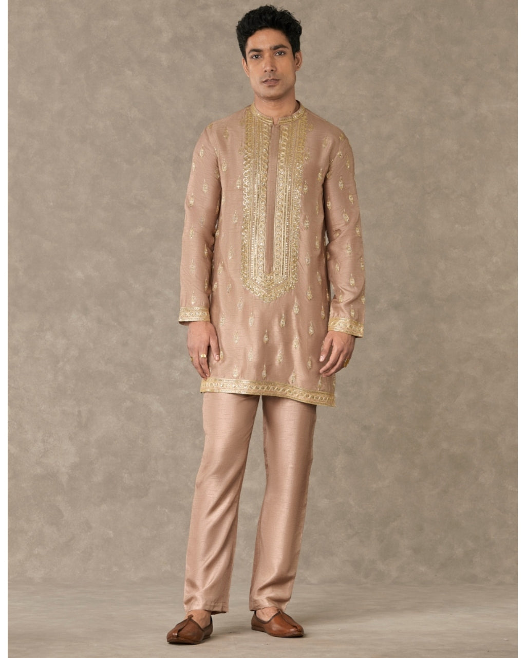 Oatmeal Paan-Phool Kurta Set