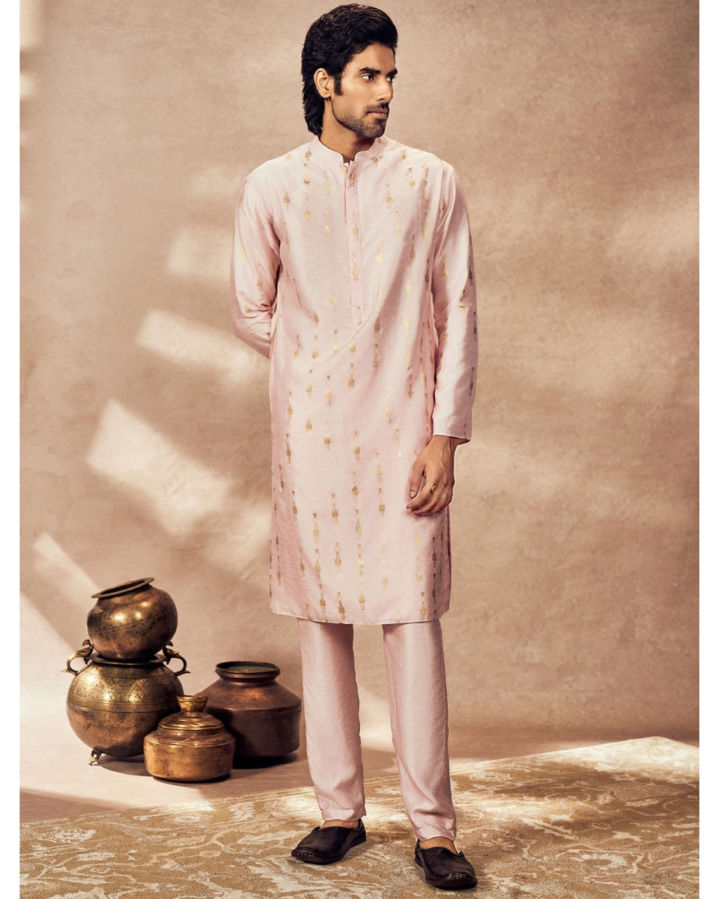 Baby Pink Tribal Pillar Kurta Set