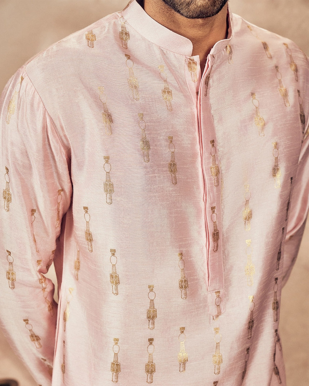 Baby Pink Tribal Pillar Kurta Set