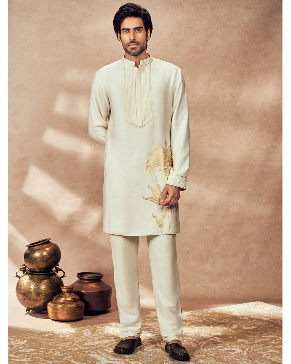 Ivory Palm Blooms Kurta