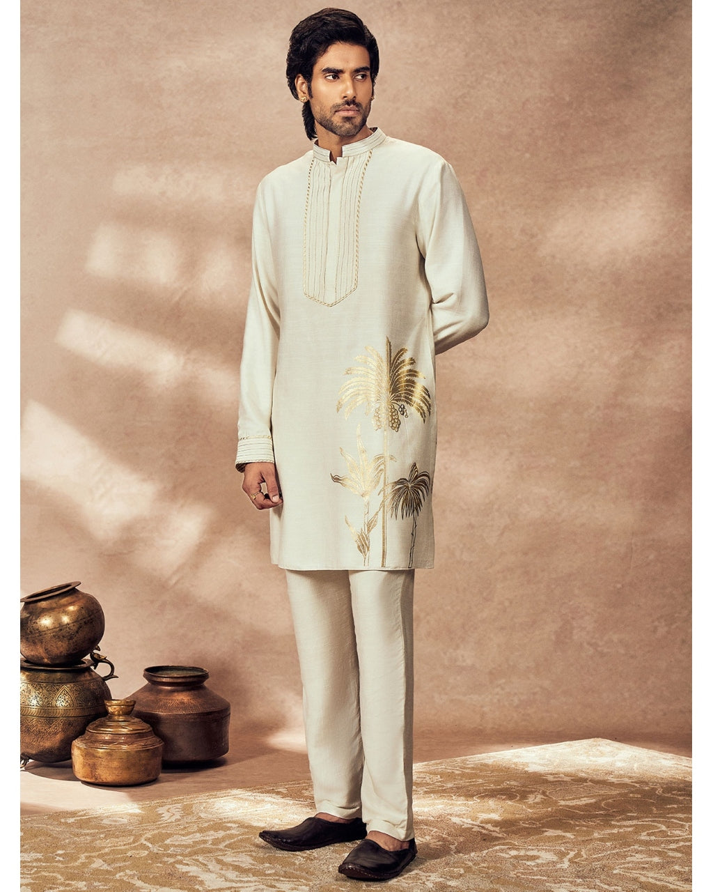 Ivory Palm Blooms Kurta