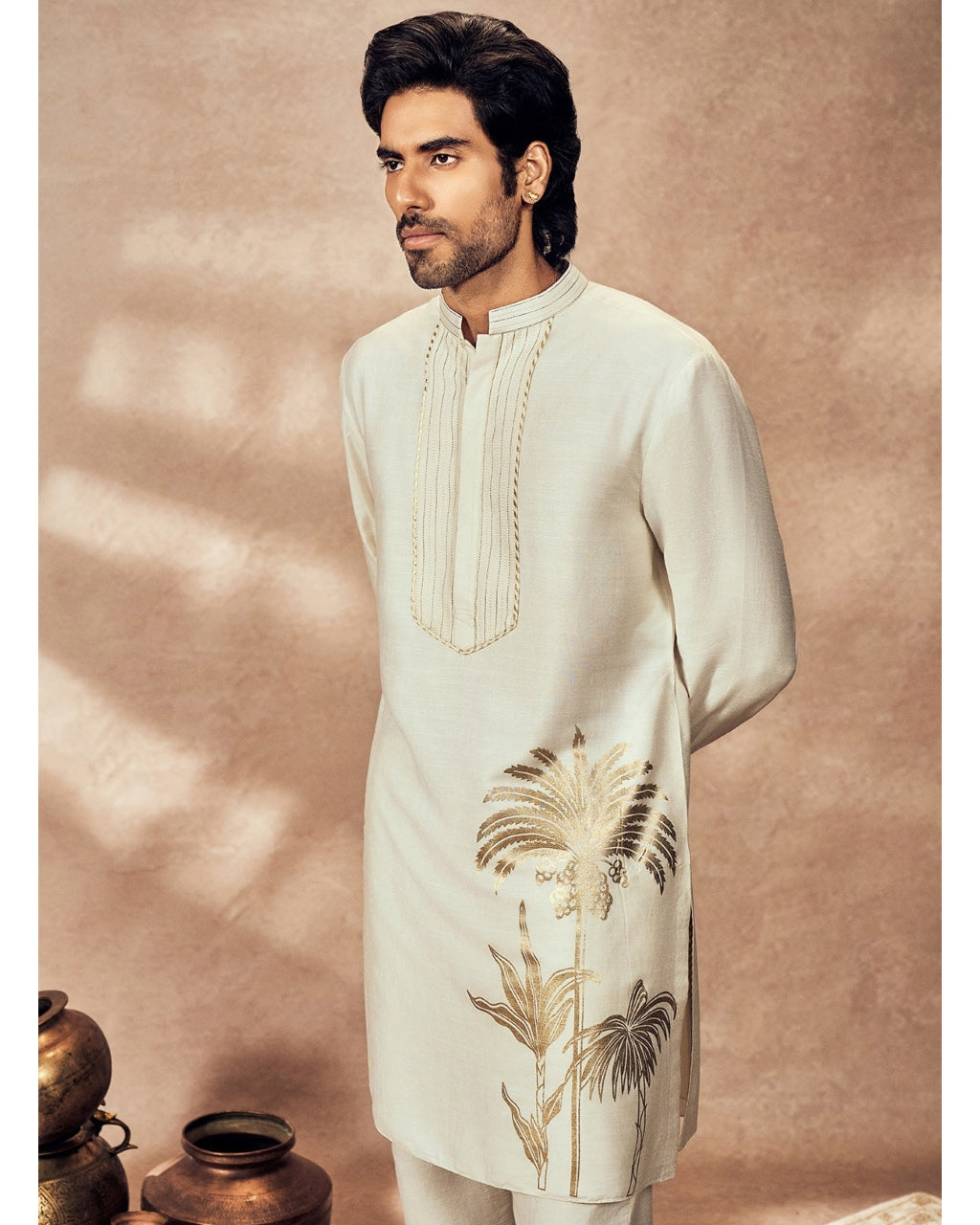 Ivory Palm Blooms Kurta