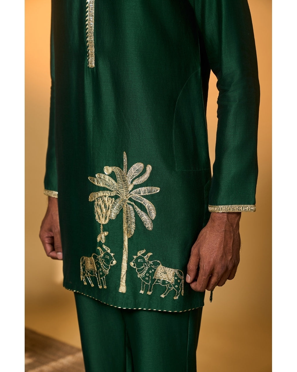 Green Tropical Nandi Kurta Set